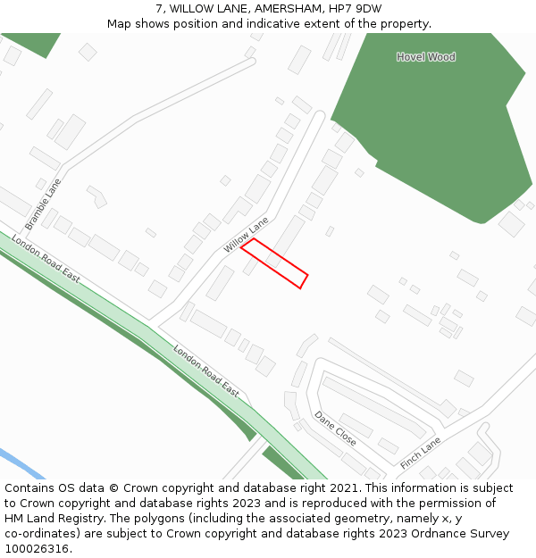 7, WILLOW LANE, AMERSHAM, HP7 9DW: Location map and indicative extent of plot