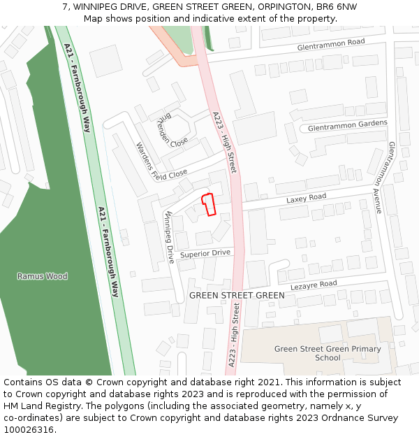 7, WINNIPEG DRIVE, GREEN STREET GREEN, ORPINGTON, BR6 6NW: Location map and indicative extent of plot