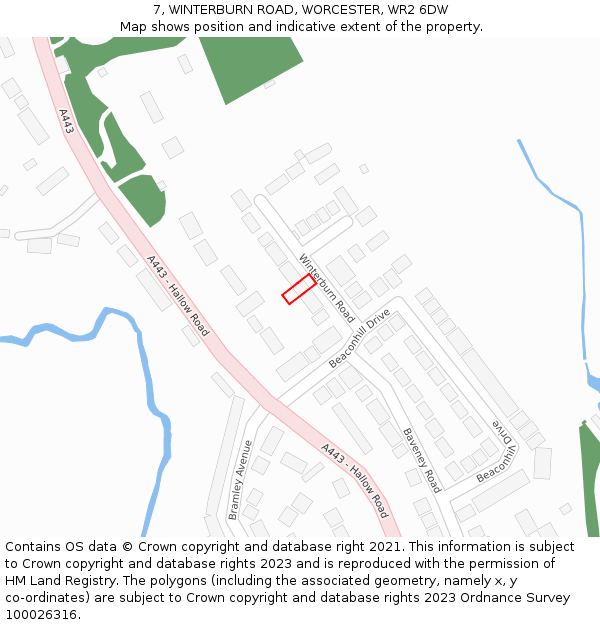 7, WINTERBURN ROAD, WORCESTER, WR2 6DW: Location map and indicative extent of plot