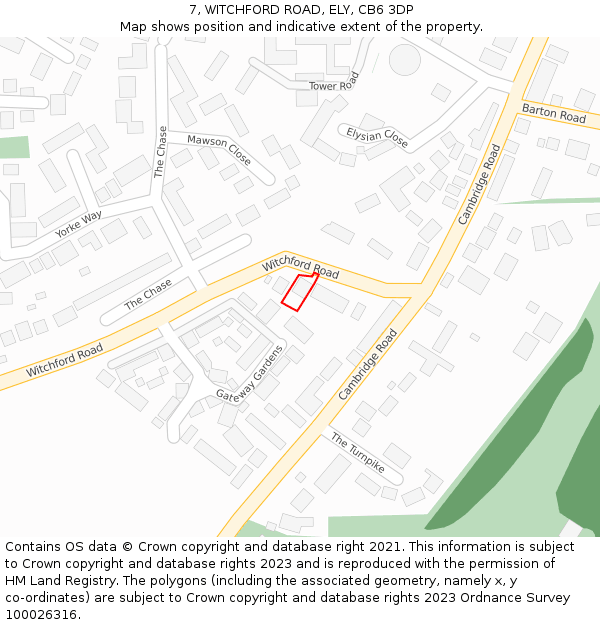 7, WITCHFORD ROAD, ELY, CB6 3DP: Location map and indicative extent of plot