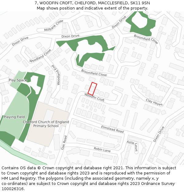 7, WOODFIN CROFT, CHELFORD, MACCLESFIELD, SK11 9SN: Location map and indicative extent of plot