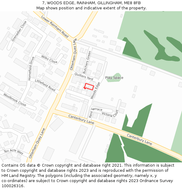 7, WOODS EDGE, RAINHAM, GILLINGHAM, ME8 8FB: Location map and indicative extent of plot