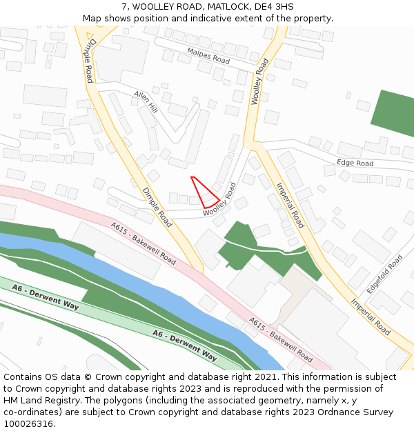 7, WOOLLEY ROAD, MATLOCK, DE4 3HS: Location map and indicative extent of plot