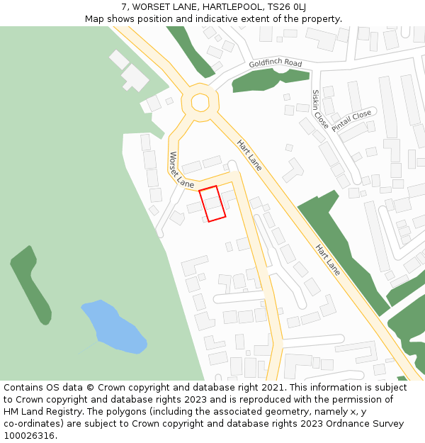 7, WORSET LANE, HARTLEPOOL, TS26 0LJ: Location map and indicative extent of plot