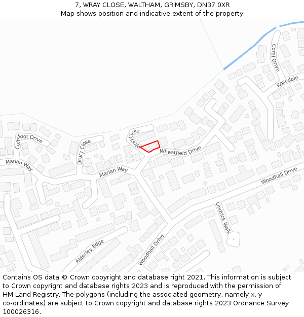 7, WRAY CLOSE, WALTHAM, GRIMSBY, DN37 0XR: Location map and indicative extent of plot
