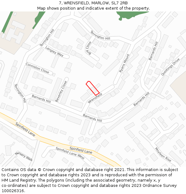 7, WRENSFIELD, MARLOW, SL7 2RB: Location map and indicative extent of plot