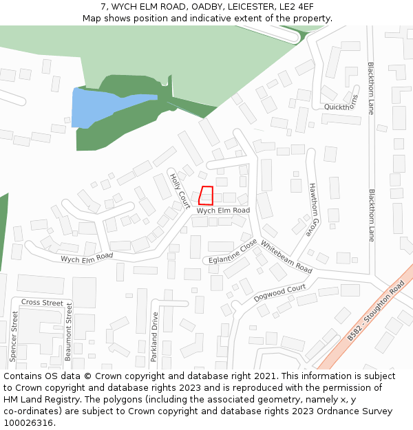 7, WYCH ELM ROAD, OADBY, LEICESTER, LE2 4EF: Location map and indicative extent of plot