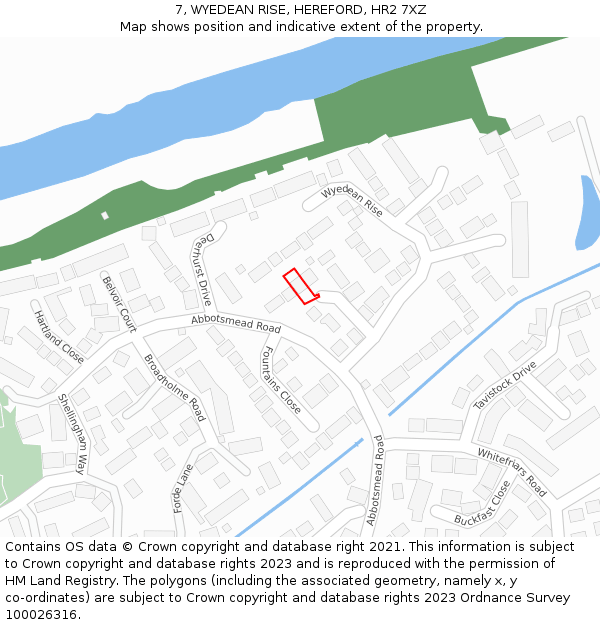 7, WYEDEAN RISE, HEREFORD, HR2 7XZ: Location map and indicative extent of plot