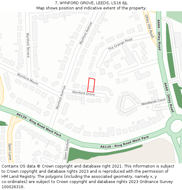 7, WYNFORD GROVE, LEEDS, LS16 6JL: Location map and indicative extent of plot