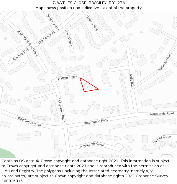 7, WYTHES CLOSE, BROMLEY, BR1 2BA: Location map and indicative extent of plot