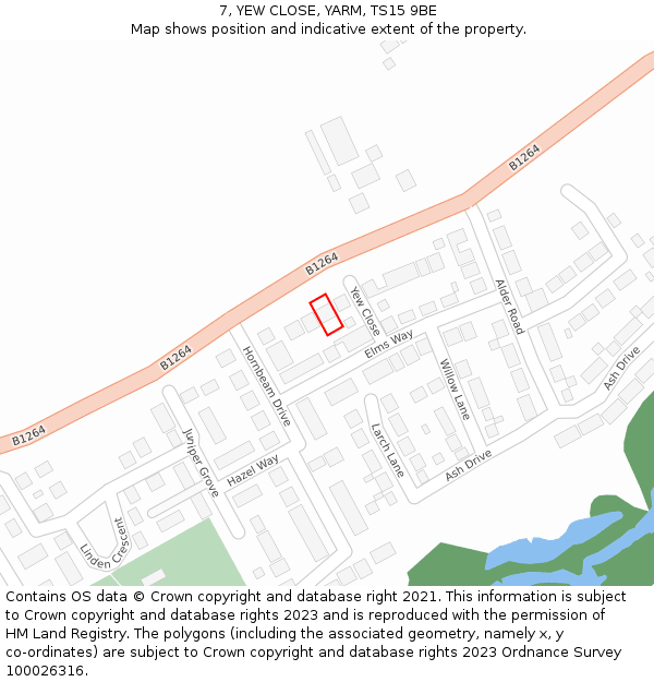 7, YEW CLOSE, YARM, TS15 9BE: Location map and indicative extent of plot
