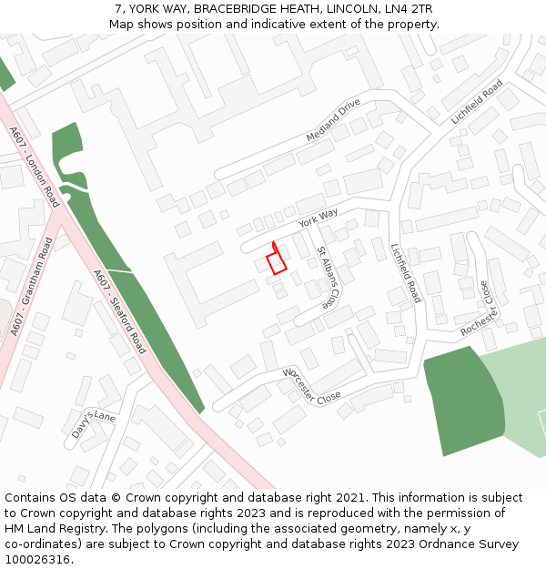 7, YORK WAY, BRACEBRIDGE HEATH, LINCOLN, LN4 2TR: Location map and indicative extent of plot