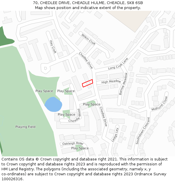 70, CHEDLEE DRIVE, CHEADLE HULME, CHEADLE, SK8 6SB: Location map and indicative extent of plot