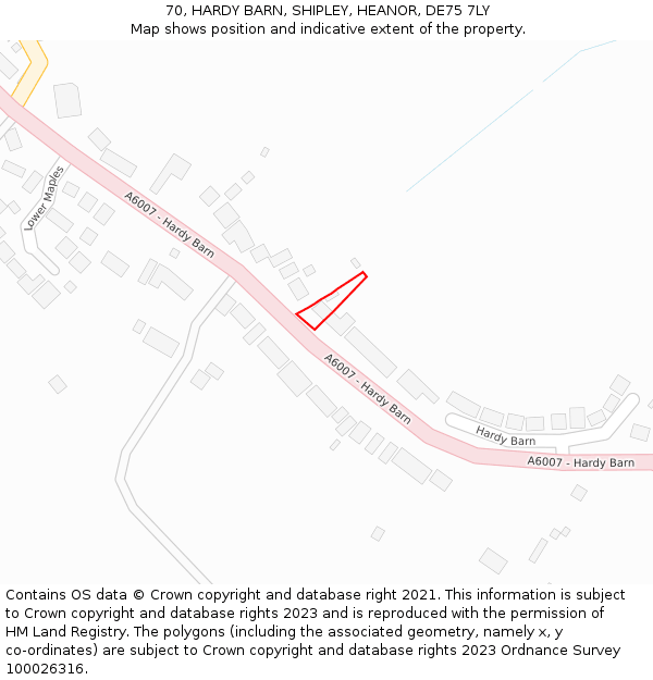 70, HARDY BARN, SHIPLEY, HEANOR, DE75 7LY: Location map and indicative extent of plot