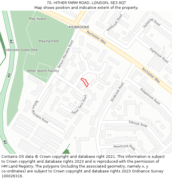 70, HITHER FARM ROAD, LONDON, SE3 9QT: Location map and indicative extent of plot