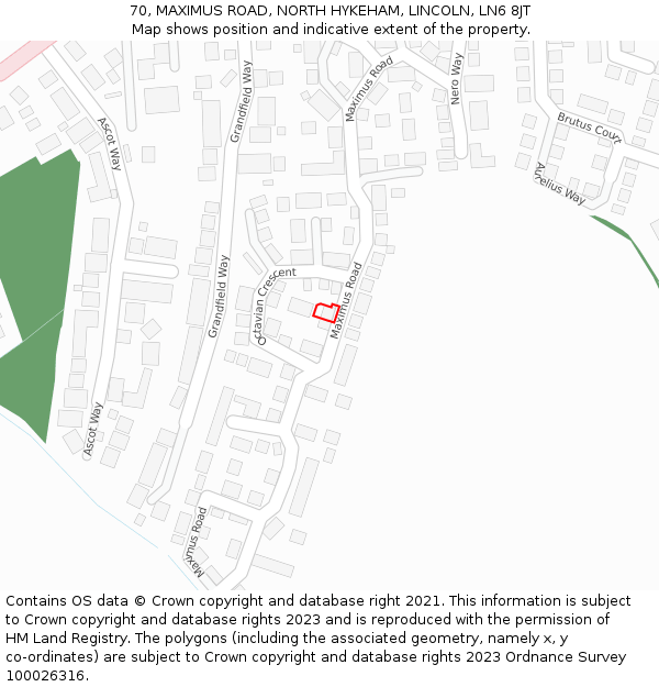 70, MAXIMUS ROAD, NORTH HYKEHAM, LINCOLN, LN6 8JT: Location map and indicative extent of plot