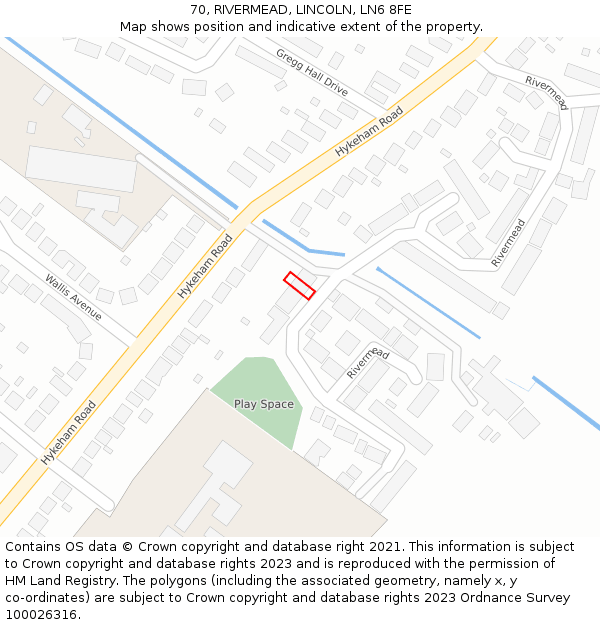 70, RIVERMEAD, LINCOLN, LN6 8FE: Location map and indicative extent of plot