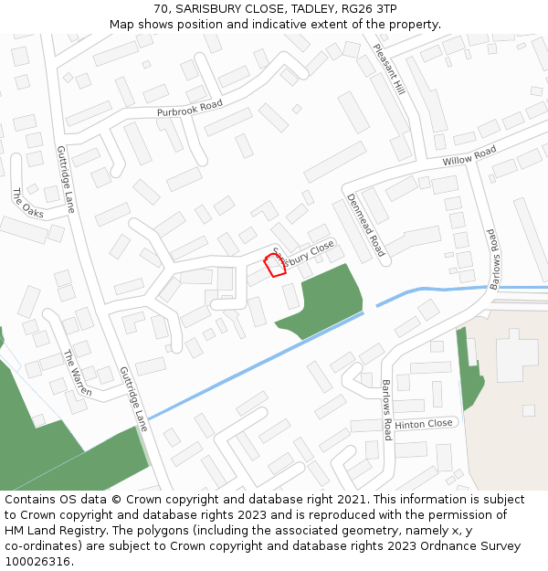 70, SARISBURY CLOSE, TADLEY, RG26 3TP: Location map and indicative extent of plot