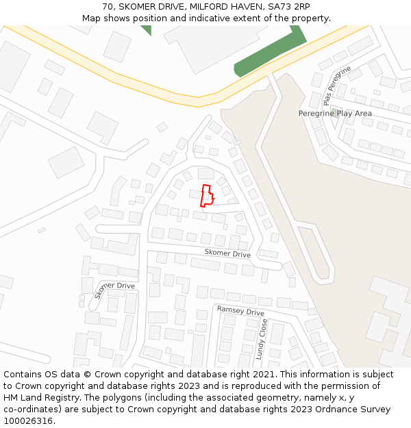 70, SKOMER DRIVE, MILFORD HAVEN, SA73 2RP: Location map and indicative extent of plot