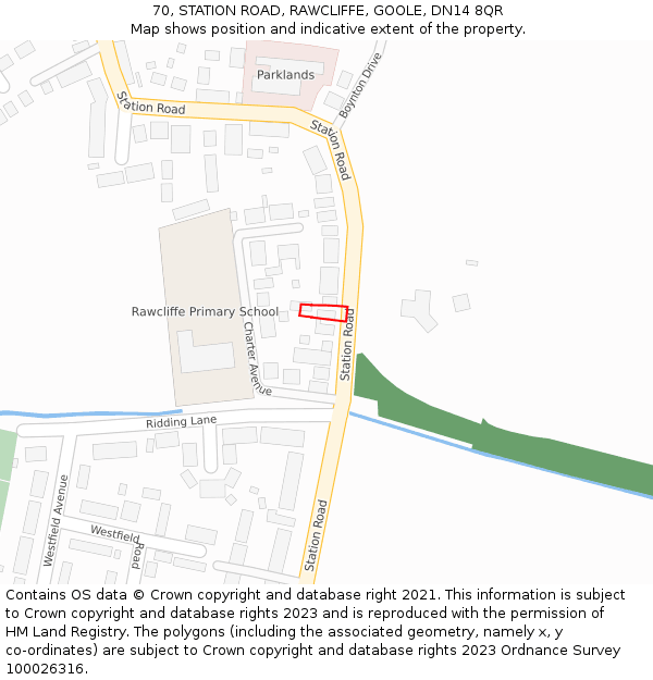 70, STATION ROAD, RAWCLIFFE, GOOLE, DN14 8QR: Location map and indicative extent of plot