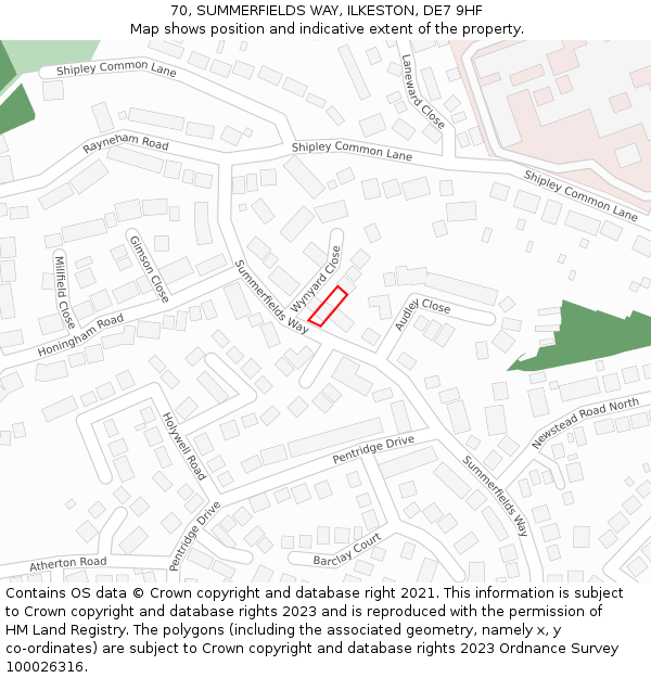 70, SUMMERFIELDS WAY, ILKESTON, DE7 9HF: Location map and indicative extent of plot
