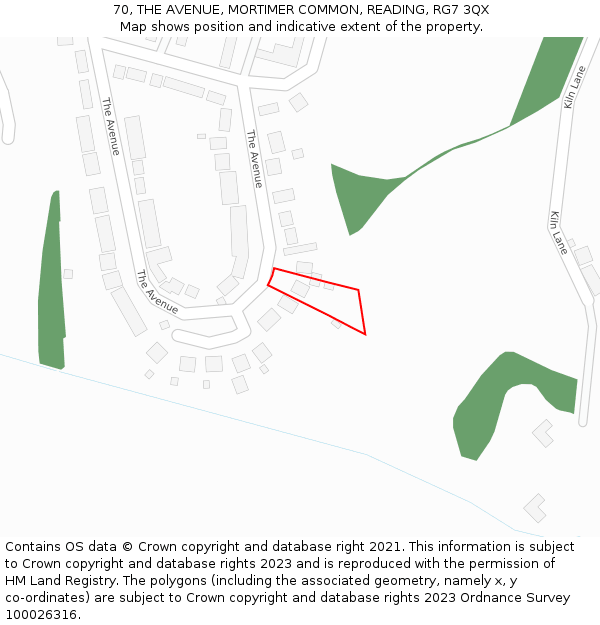 70, THE AVENUE, MORTIMER COMMON, READING, RG7 3QX: Location map and indicative extent of plot