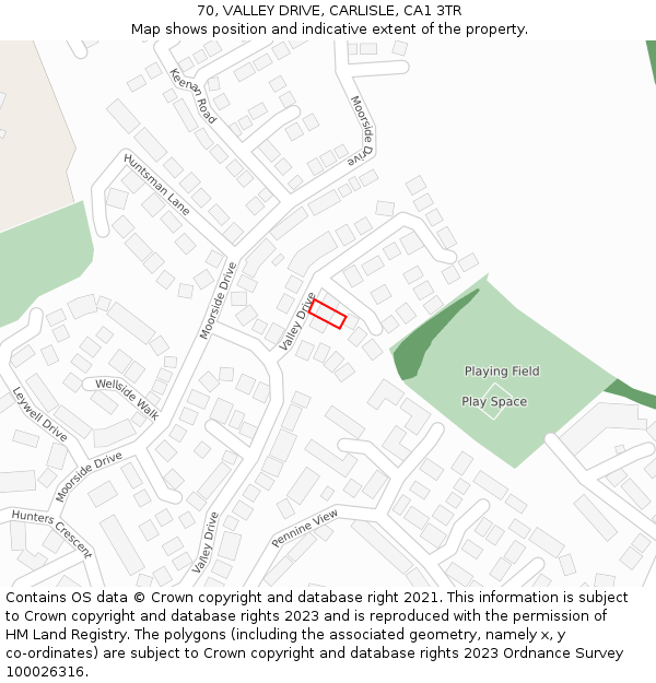 70, VALLEY DRIVE, CARLISLE, CA1 3TR: Location map and indicative extent of plot