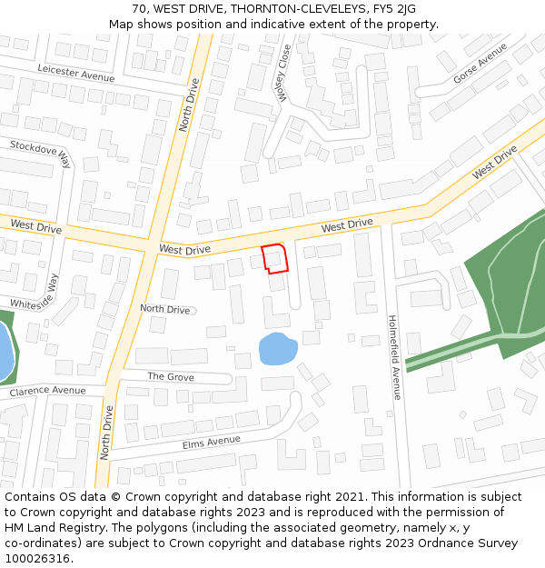 70, WEST DRIVE, THORNTON-CLEVELEYS, FY5 2JG: Location map and indicative extent of plot