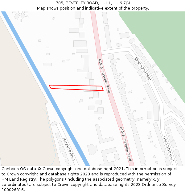 705, BEVERLEY ROAD, HULL, HU6 7JN: Location map and indicative extent of plot