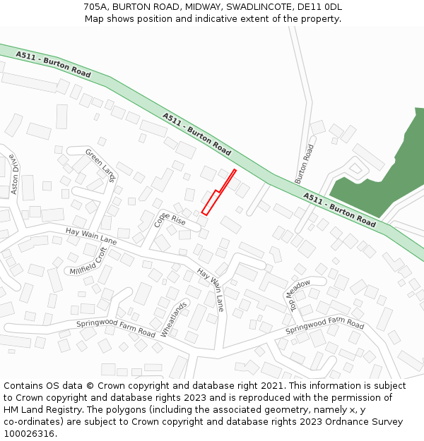 705A, BURTON ROAD, MIDWAY, SWADLINCOTE, DE11 0DL: Location map and indicative extent of plot