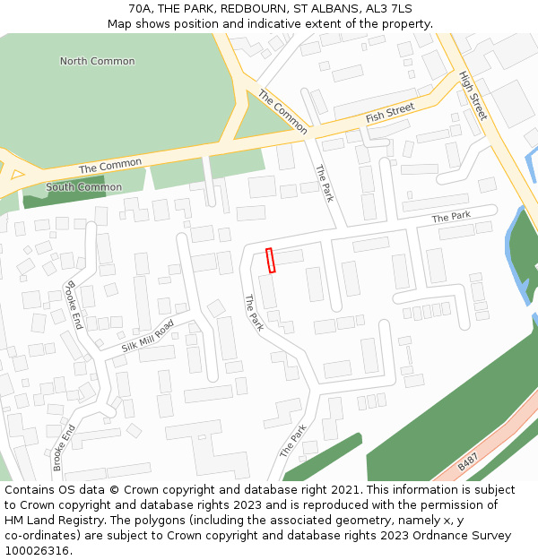 70A, THE PARK, REDBOURN, ST ALBANS, AL3 7LS: Location map and indicative extent of plot