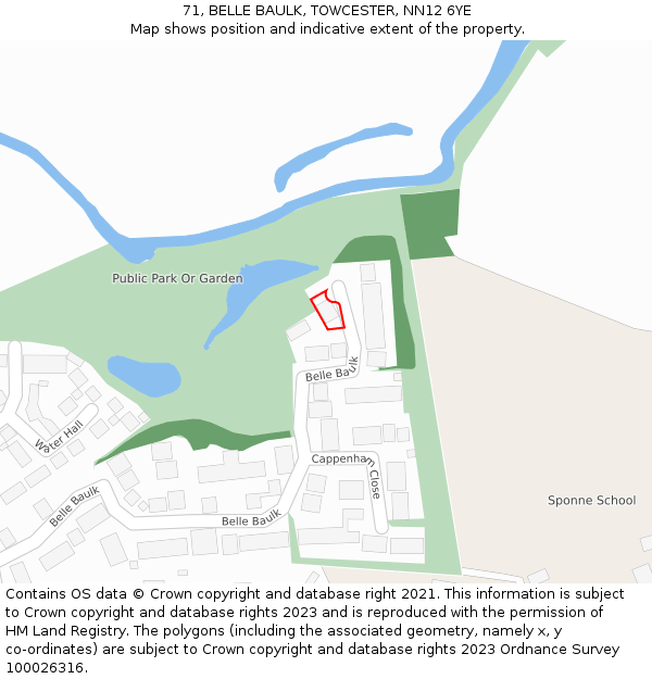 71, BELLE BAULK, TOWCESTER, NN12 6YE: Location map and indicative extent of plot