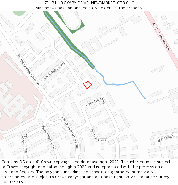 71, BILL RICKABY DRIVE, NEWMARKET, CB8 0HG: Location map and indicative extent of plot