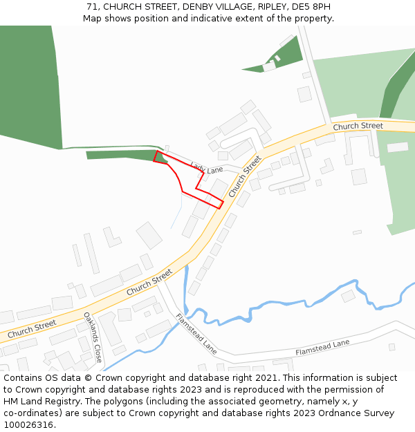 71, CHURCH STREET, DENBY VILLAGE, RIPLEY, DE5 8PH: Location map and indicative extent of plot