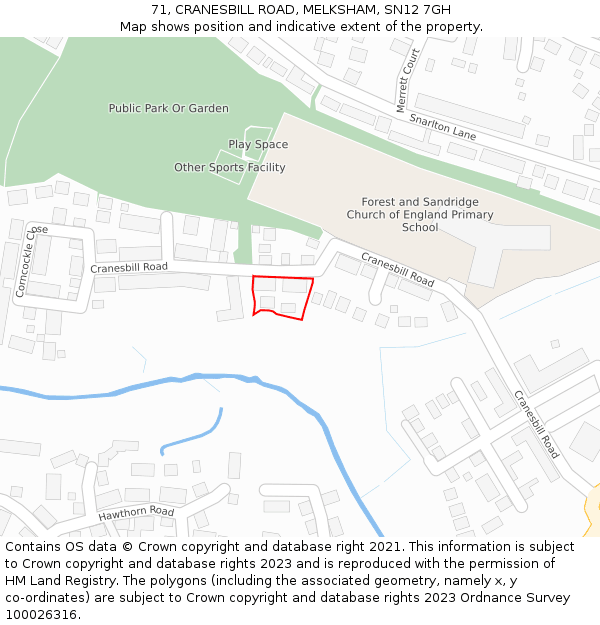 71, CRANESBILL ROAD, MELKSHAM, SN12 7GH: Location map and indicative extent of plot