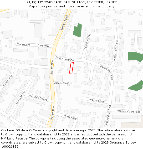 71, EQUITY ROAD EAST, EARL SHILTON, LEICESTER, LE9 7FZ: Location map and indicative extent of plot