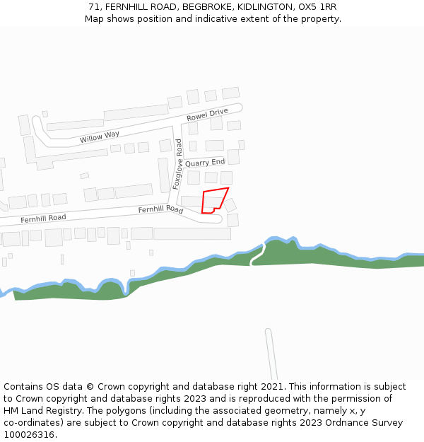 71, FERNHILL ROAD, BEGBROKE, KIDLINGTON, OX5 1RR: Location map and indicative extent of plot