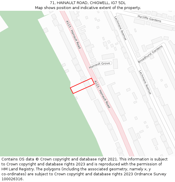 71, HAINAULT ROAD, CHIGWELL, IG7 5DL: Location map and indicative extent of plot