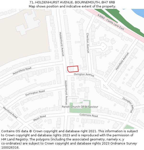 71, HOLDENHURST AVENUE, BOURNEMOUTH, BH7 6RB: Location map and indicative extent of plot