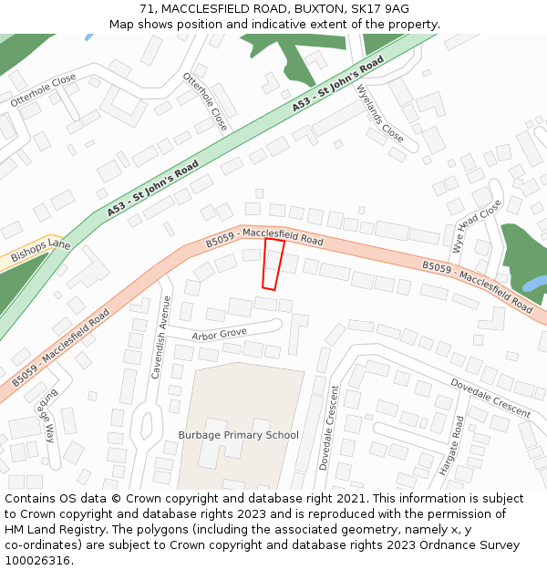71, MACCLESFIELD ROAD, BUXTON, SK17 9AG: Location map and indicative extent of plot