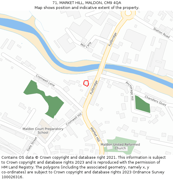 71, MARKET HILL, MALDON, CM9 4QA: Location map and indicative extent of plot