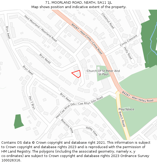 71, MOORLAND ROAD, NEATH, SA11 1JL: Location map and indicative extent of plot
