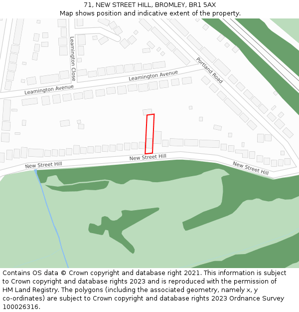71, NEW STREET HILL, BROMLEY, BR1 5AX: Location map and indicative extent of plot