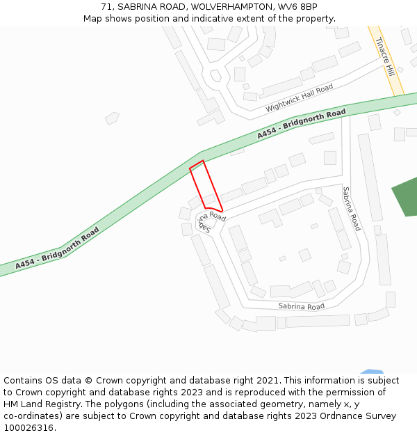 71, SABRINA ROAD, WOLVERHAMPTON, WV6 8BP: Location map and indicative extent of plot