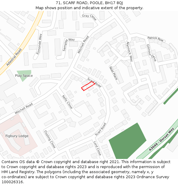 71, SCARF ROAD, POOLE, BH17 8QJ: Location map and indicative extent of plot