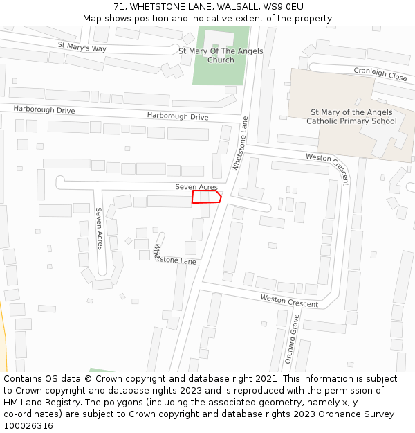 71, WHETSTONE LANE, WALSALL, WS9 0EU: Location map and indicative extent of plot