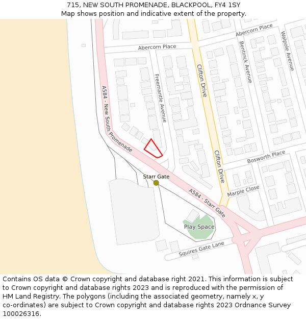 715, NEW SOUTH PROMENADE, BLACKPOOL, FY4 1SY: Location map and indicative extent of plot