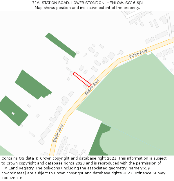 71A, STATION ROAD, LOWER STONDON, HENLOW, SG16 6JN: Location map and indicative extent of plot