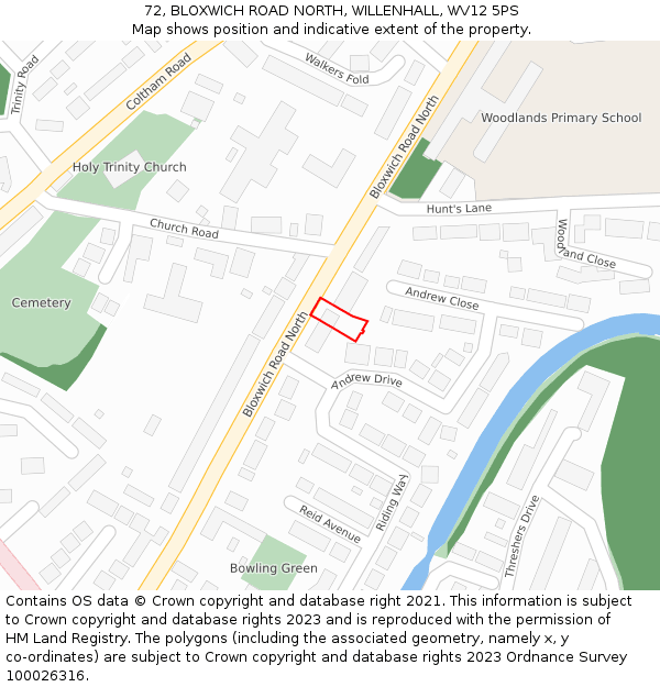 72, BLOXWICH ROAD NORTH, WILLENHALL, WV12 5PS: Location map and indicative extent of plot