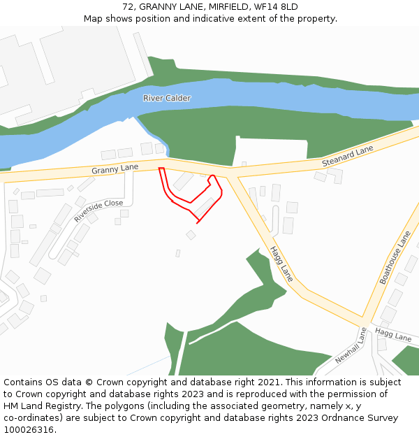 72, GRANNY LANE, MIRFIELD, WF14 8LD: Location map and indicative extent of plot